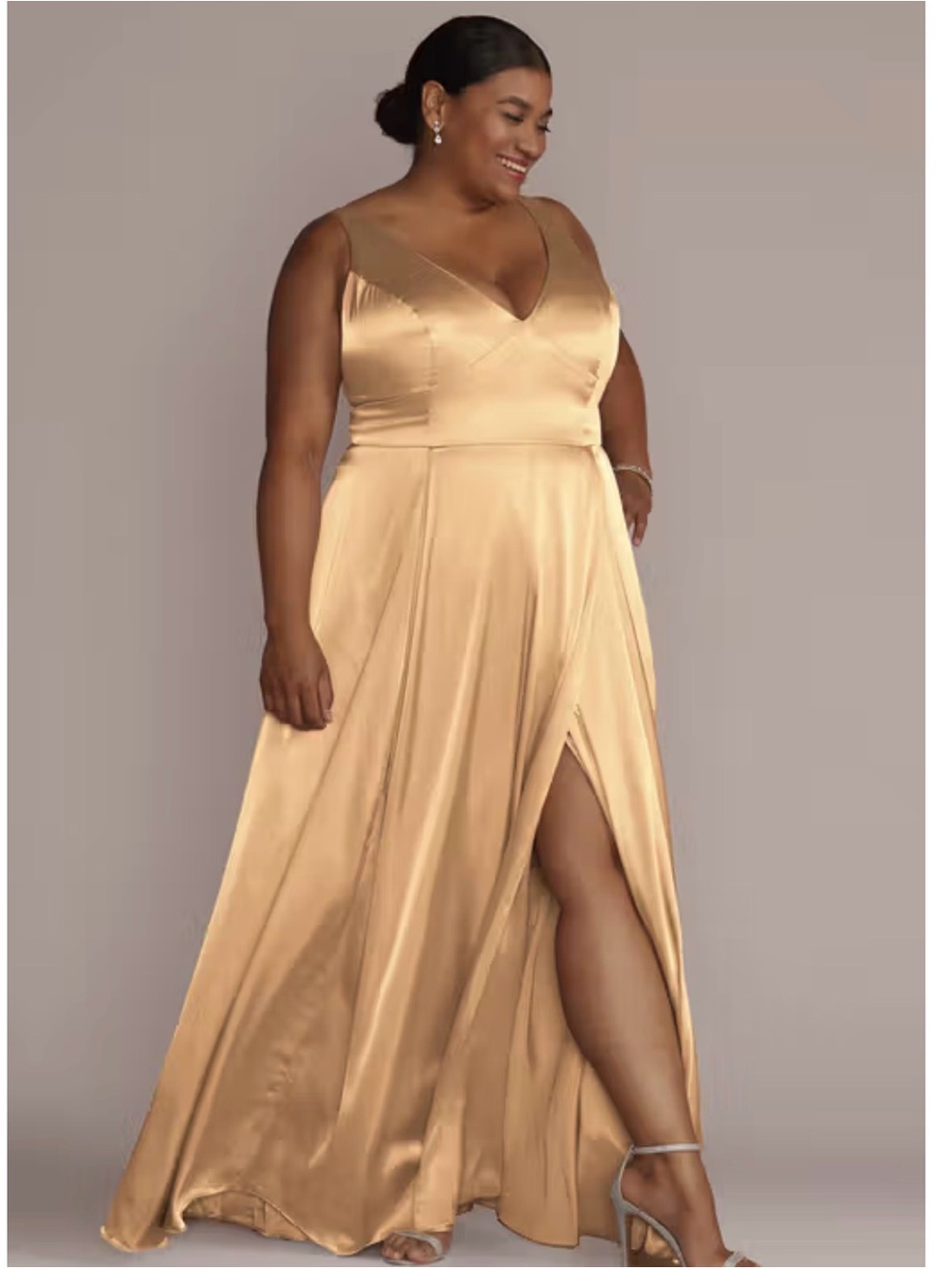 NWT Davids Bridal Golden Halter V Neck Dress